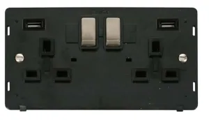 13A Ingot 2 Gang Switched Socket With Twin 2.1A US
