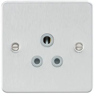 5A Unswitched Socket - Brushed Chrome with Grey In