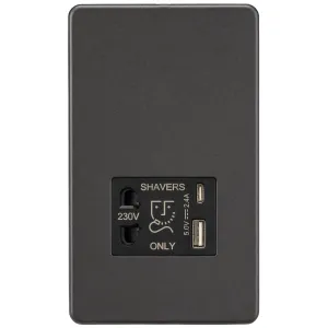 230V Shaver Socket with Dual USB A+C [5V DC 2.4A s