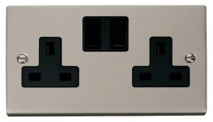 2 Gang 13A DP Switched Socket Outlet - Black