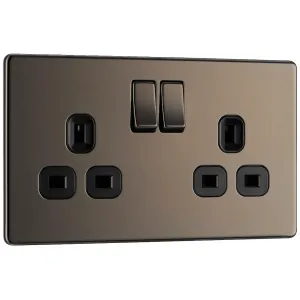 SCREWLESS FLATPLATE BLACK NICKEL DOUBLE SWITCHED 1