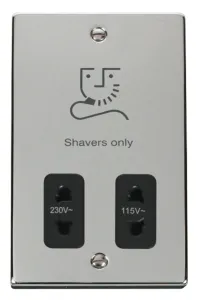 Dual Voltage Shaver Socket Outlet 115/230V - Black