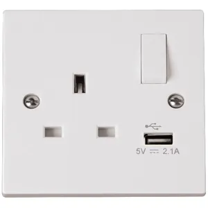 13A 1G Switched Socket With 2.1A USB Outlet