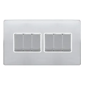 10AX INGOT 6 GANG 2 WAY SWITCH - POLISHED CHROME C