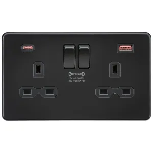 13A 2G DP Switched Socket with Dual USB A+C 20V DC