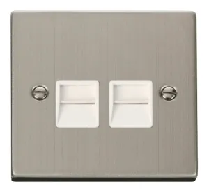 Twin Telephone Socket Outlet Master - White