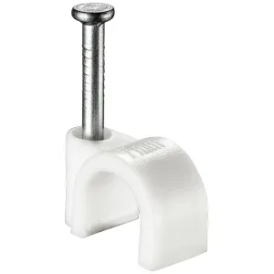 WHITE ROUND CABLE CLIP 7MM QTY 50
