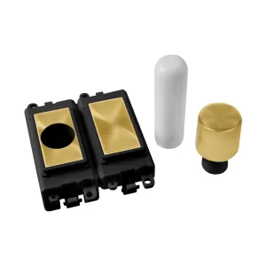 2 Module Dimmer Mounting Kit - Black - Satin Brass