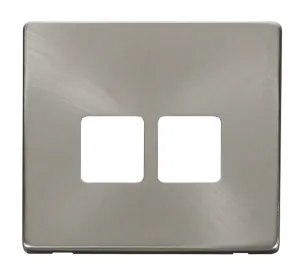 Twin Telephone Socket Cover Plate - Brushed Stainl