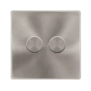 2 GANG 2 WAY 100W DIMMER SWITCH - BRUSHED STEEL