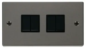 4 Gang 2 Way 10AX Switch - Black