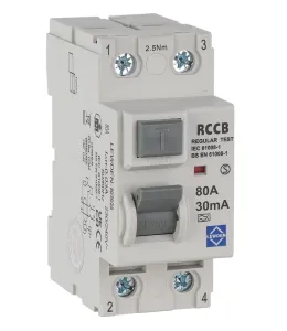 LEWDEN RCCB 80A 2P 30mA TYPE A 6kA