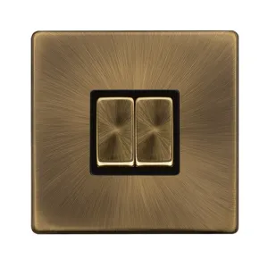 10AX INGOT 2 GANG 2 WAY SWITCH - ANTIQUE BRASS COV