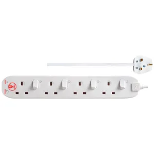 4 SOCKET 2M 13 AMP INDIVIDUALLY SWITCHED SURGE EXT