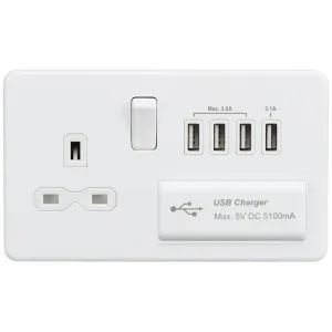13A Switched Socket with Quad USB-A (5V DC 5.1A sh