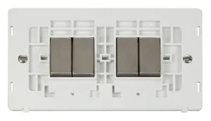 Ingot 10AX 4 Gang 2 Way Switch Insert - White / St