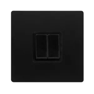 10AX INGOT 2 GANG 2 WAY SWITCH - MATT BLACK COVER