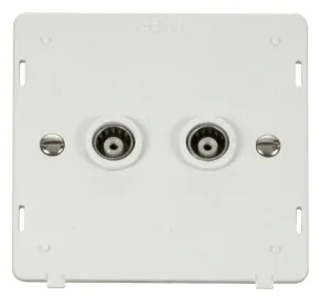 Twin Isolated Coaxial Socket Insert - White