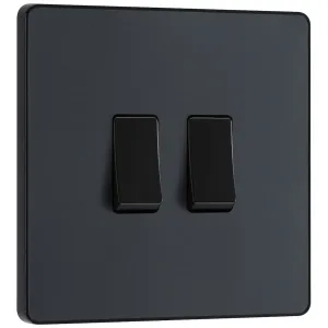 EVOLVE MATT GREY (BLACK) DOUBLE LIGHT SWITCH, 20A