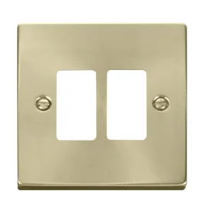 2 Gang GridPro Frontplate - Satin Brass