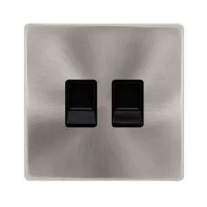 TWIN TELEPHONE MASTER OUTLET - BRUSHED STEEL COVER