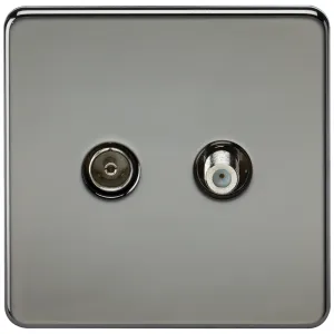 TV & SAT TV Outlet (Isolated) - Black Nickel