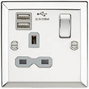 13A 1G Switched Socket Dual USB Charger Slots with