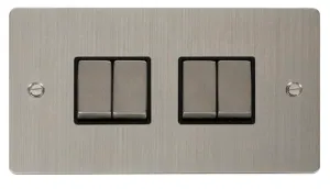 Ingot 10AX 4 Gang 2 Way Switch  - Black
