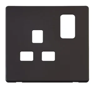 1 Gang 13A Switched Socket Cover Plate - Black