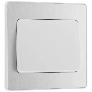 EVOLVE BRUSHED STEEL (WHITE) SINGLE LIGHT SWITCH,