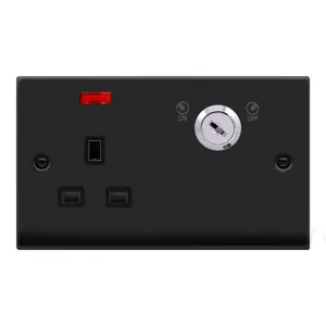 13A 1G DP LOCKABLE SKT W NEON DECO BN BK