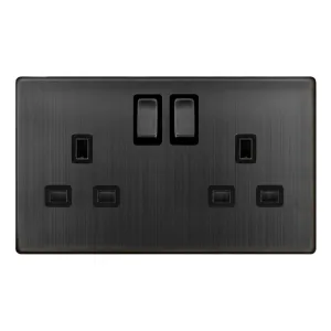 13A INGOT 2 GANG DP SWITCHED SOCKET - MATT BRONZE