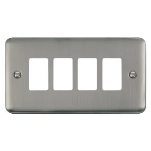4 Gang GridPro Frontplate - Stainless Steel