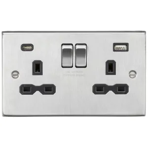 13A 2G SP Switched Socket with Dual USB A+C (5V DC
