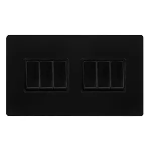 10AX INGOT 6 GANG 2 WAY SWITCH - MATT BLACK COVER