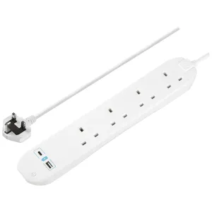 4 SKT 1M 13A USB EXT LEAD + INDICATOR