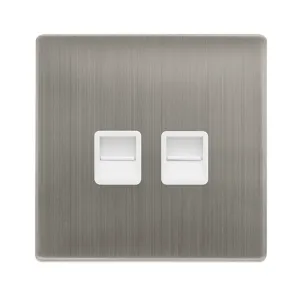 TWIN TELEPHONE SECONDARY OUTLET - STAINLESS STEEL
