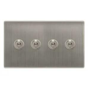 10AX 4 GANG 2 WAY TOGGLE SWITCH - STAINLESS STEEL