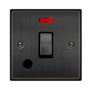 20A INGOT DOUBLE POLE PLATE SWITCH WITH NEON & OPT