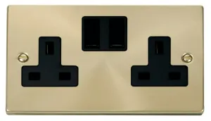 2 Gang 13A DP Switched Socket Outlet - Black
