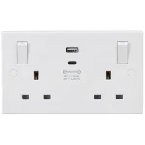 13A 2G SP Switched Socket with Dual USB A+C 20V DC
