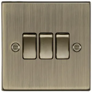 10AX 3G 2-way Plate Switch - Square Edge Antique B