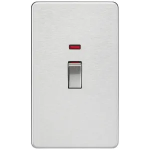 45A DP Switch with Neon (2G size) - Brushed Chrome