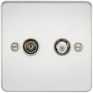 TV and SAT TV Outlet (isolated) - Polished Chrome