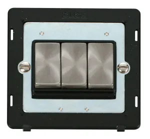 Ingot 10AX 3 Gang 2 Way Switch Insert - Black / Br