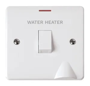 20A DOUBLE POLE 'WATER HEATER' SWITCH WITH LED & F