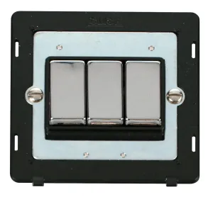 Ingot 10AX 3 Gang 2 Way Switch Insert - Black / Ch