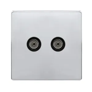 TWIN NON-ISOLATED COAXIAL OUTLET - POLISHED CHROME
