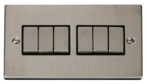 6 Gang 2 Way 'Ingot' 10AX Switch - Black