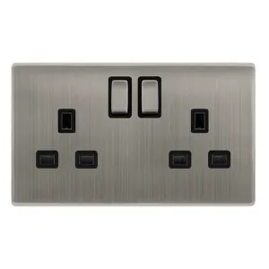 13A INGOT 2 GANG DP SWITCHED SOCKET - STAINLESS ST